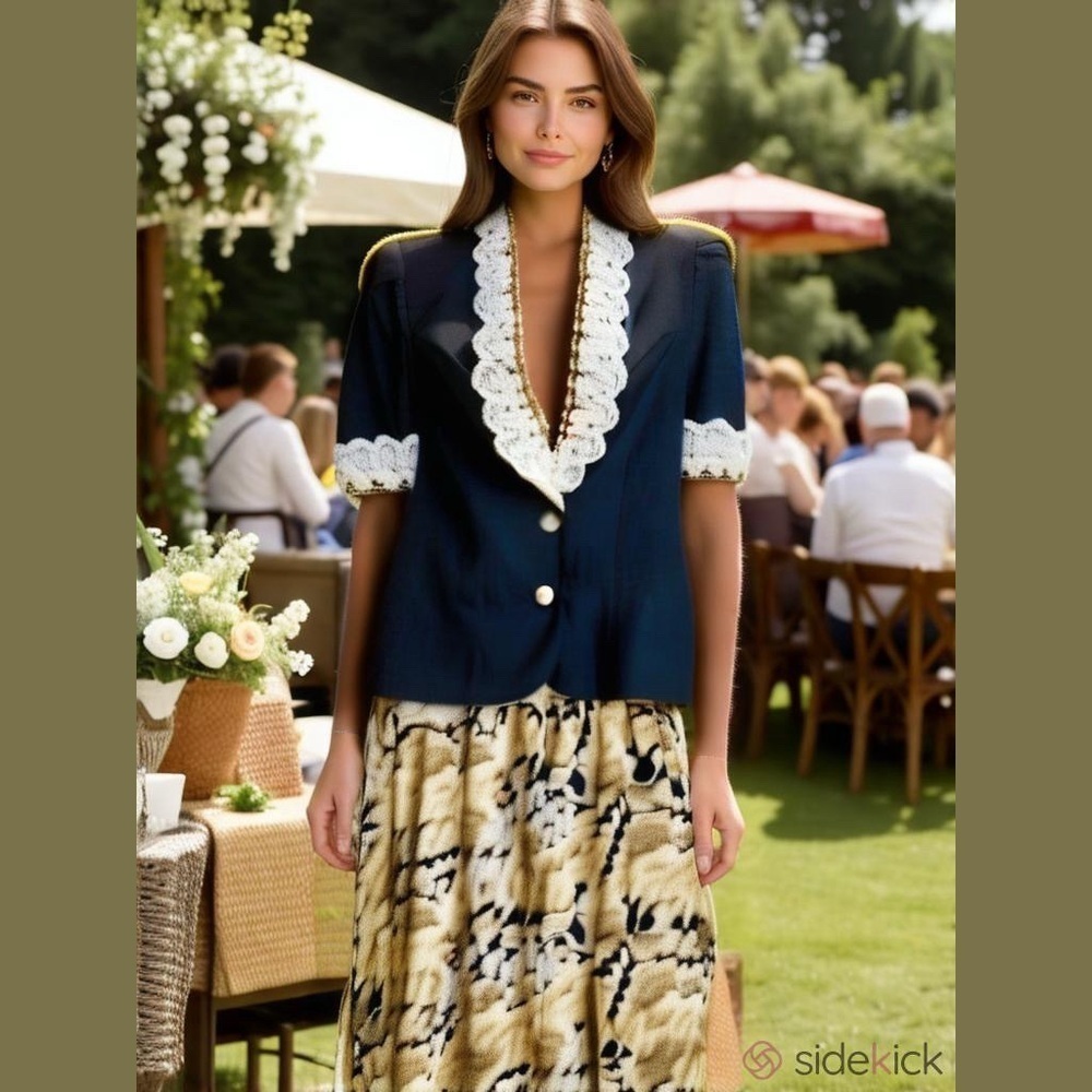 Jeffery & Dara Floral Lace Pearl Button Skirt Set Size 5/6